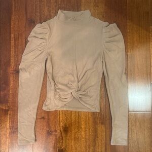 Lucy Paris Camel Ribbed Turtleneck Sweater